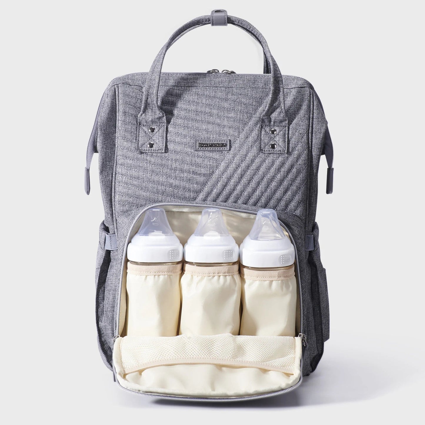 Sunveno Quilted Diaper Bag Backpack Gray