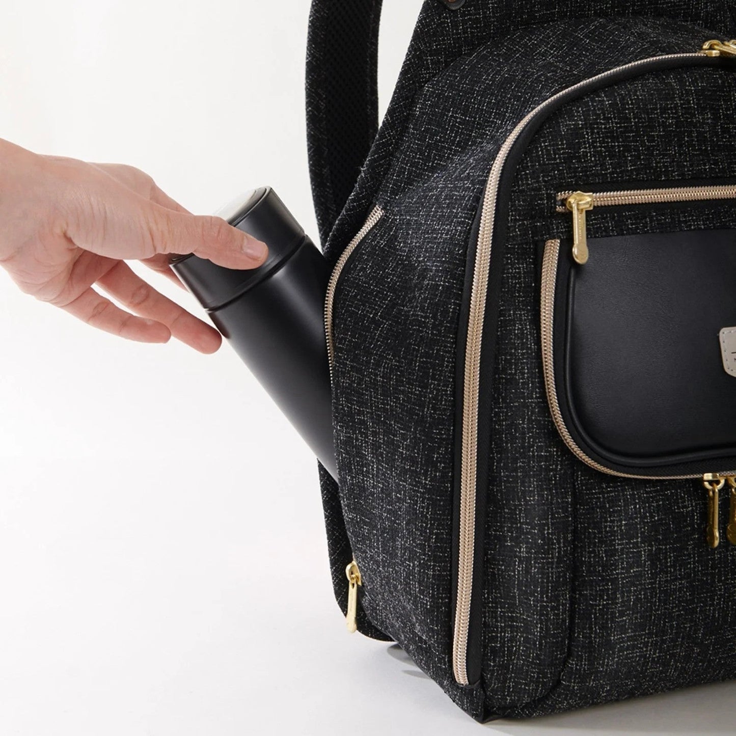 Sunveno Tweed Luxe Diaper Bag Backpack Black