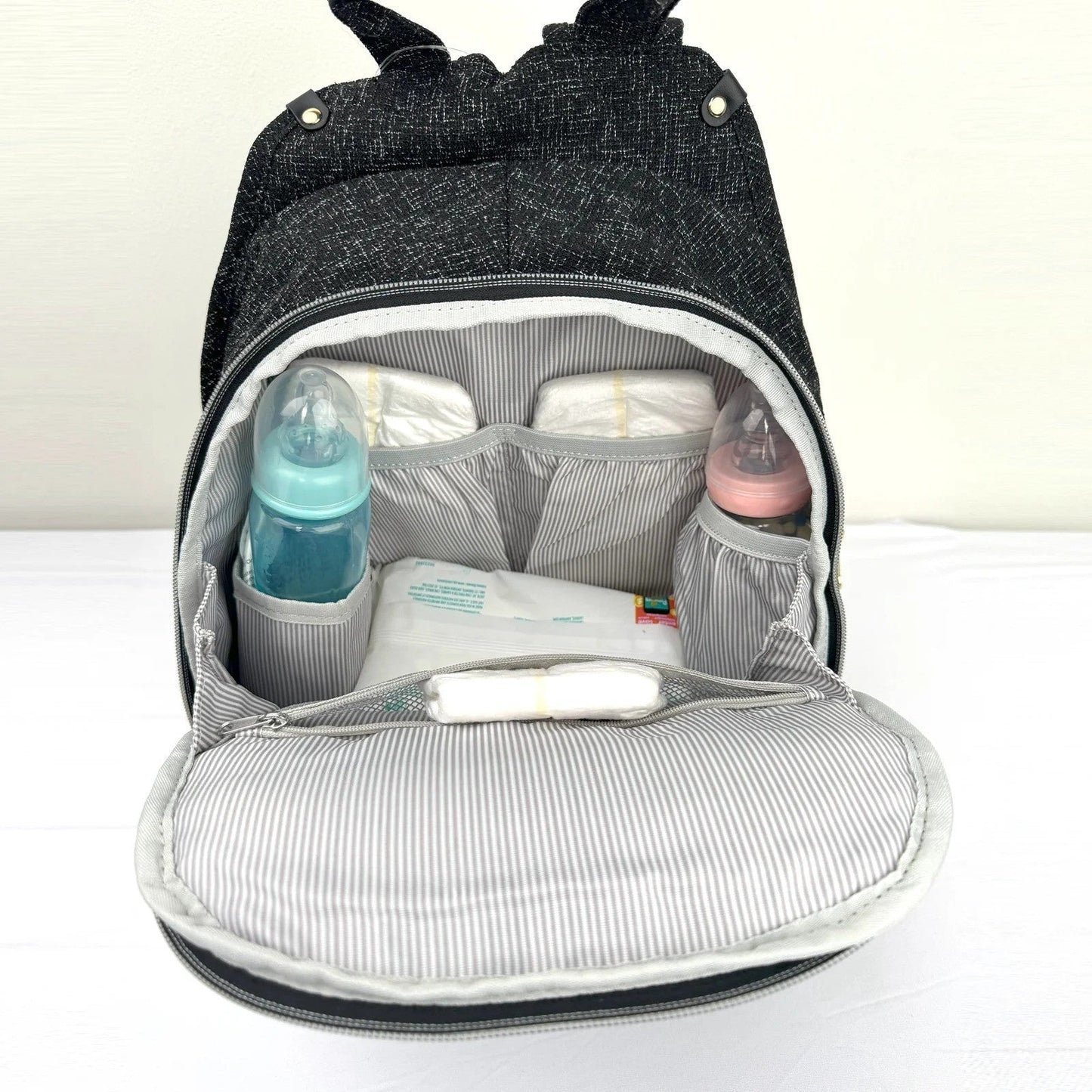 Sunveno Tweed Luxe Diaper Bag Backpack Black