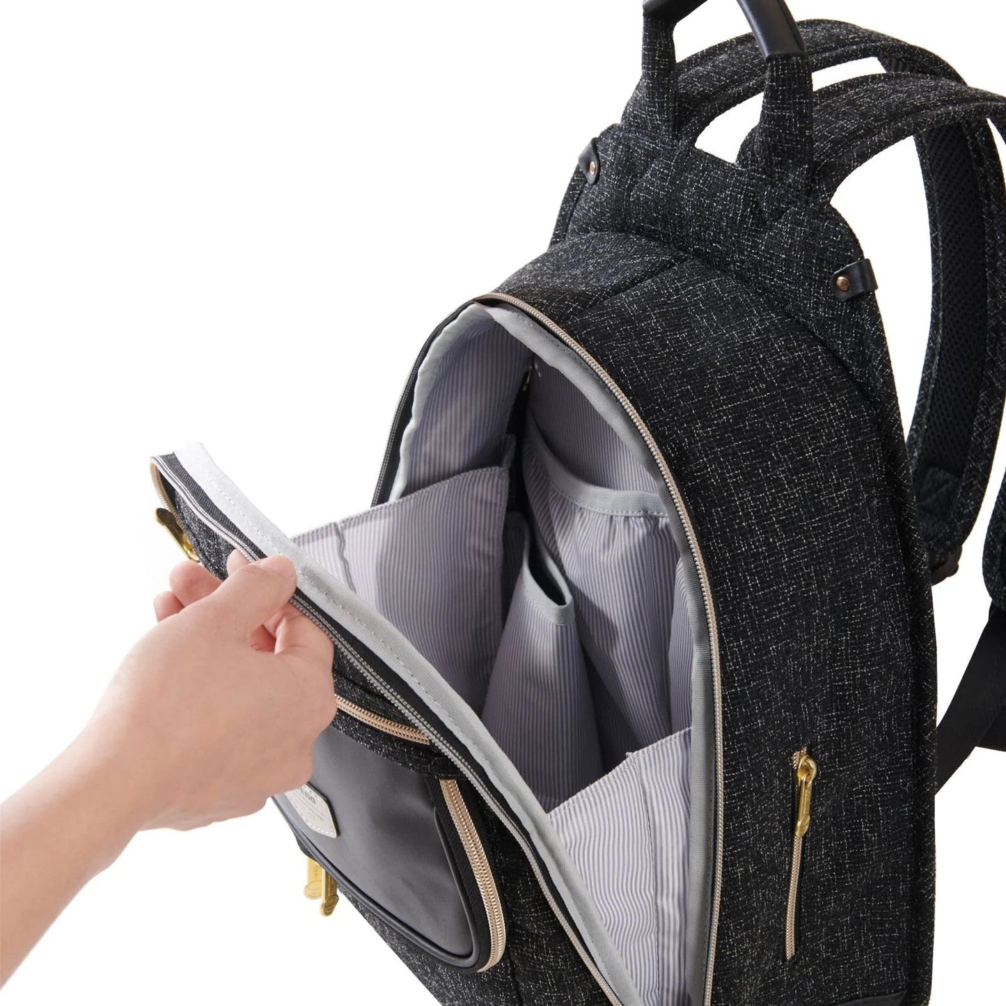 Sunveno Tweed Luxe Diaper Bag Backpack Black