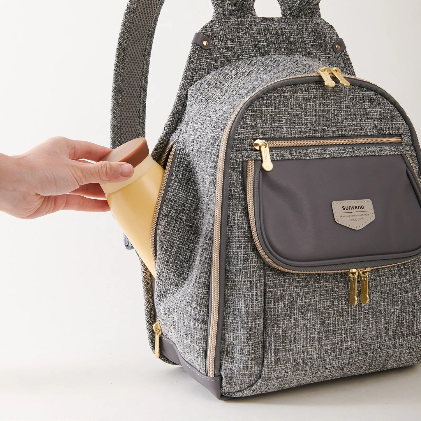 Sunveno Tweed Luxe Diaper Bag Backpack Grey