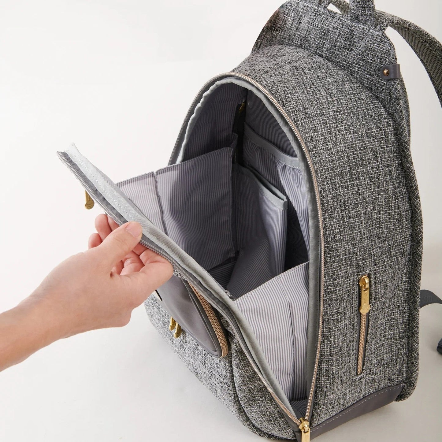 Sunveno Tweed Luxe Diaper Bag Backpack Grey