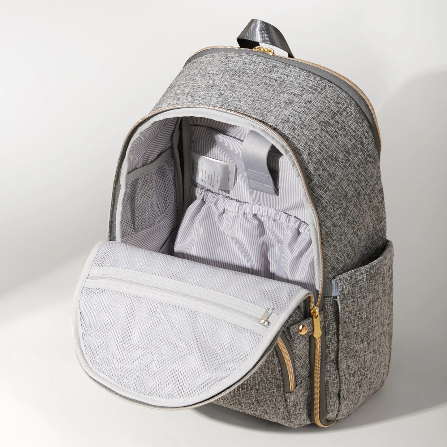 Sunveno Diaper Bags Sunveno Tweed Luxe Foldable Diaper Bag Backpack Grey