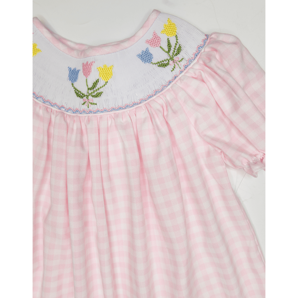 Sweet Dreams Girls Apparel / Dresses / Kids Sweet Dreams Pink Gingham Tulip Smocked Dress