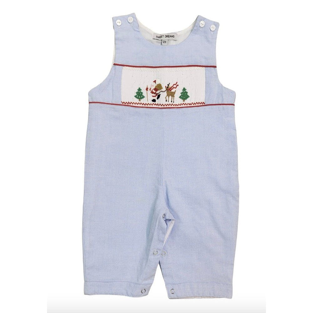 Sweet DreamsSweet Dreams Santa's Coming Blue Chambray Smocked LongallBabysupermarket