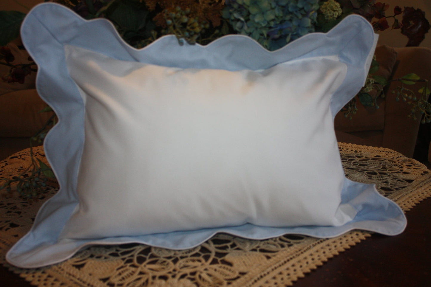 Sweet Dreams Two Tone Waves Pillow Sham - White/Light Blue