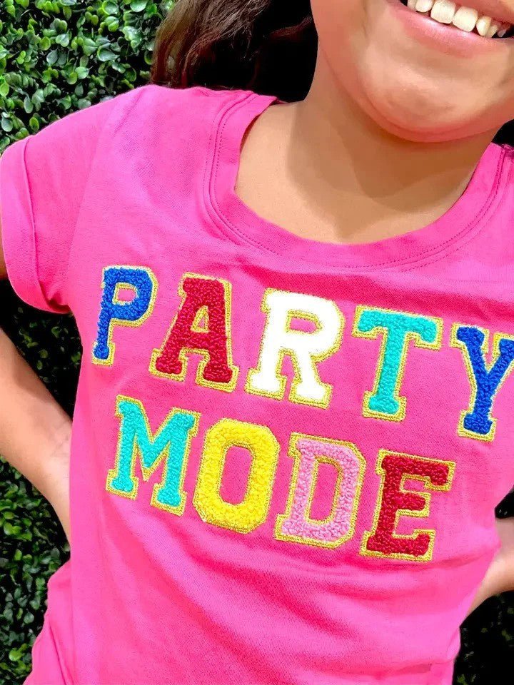 Sweet Soul Tween Apparel & Gifts Sweet Soul Tween Party Mode Chenille Applique Gold Glitter Tween Graphic T-Shirt