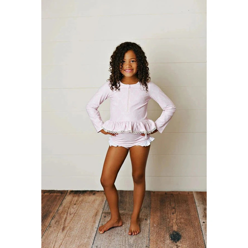 Swoon BabySwoon Baby Pretty Pink Ribbons & Bows Two Piece Rashguard SwimsuitBabysupermarket