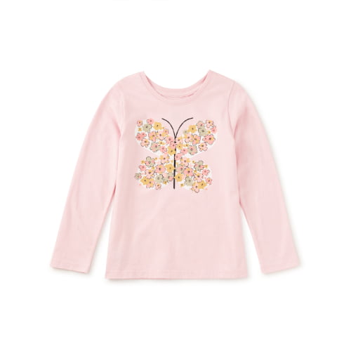 Tea Collection Girls Shirts Pink Lady / 4 Tea Collection Tea Rose Butterfly Graphic Tee