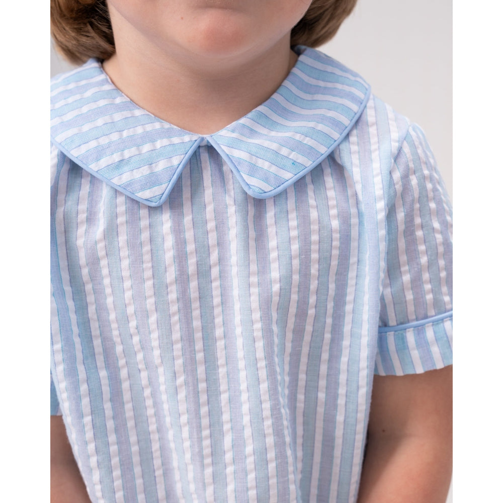 The Oaks ApparelThe Oaks Apparel Blue & Green Stripe Liam Short SetBabysupermarket