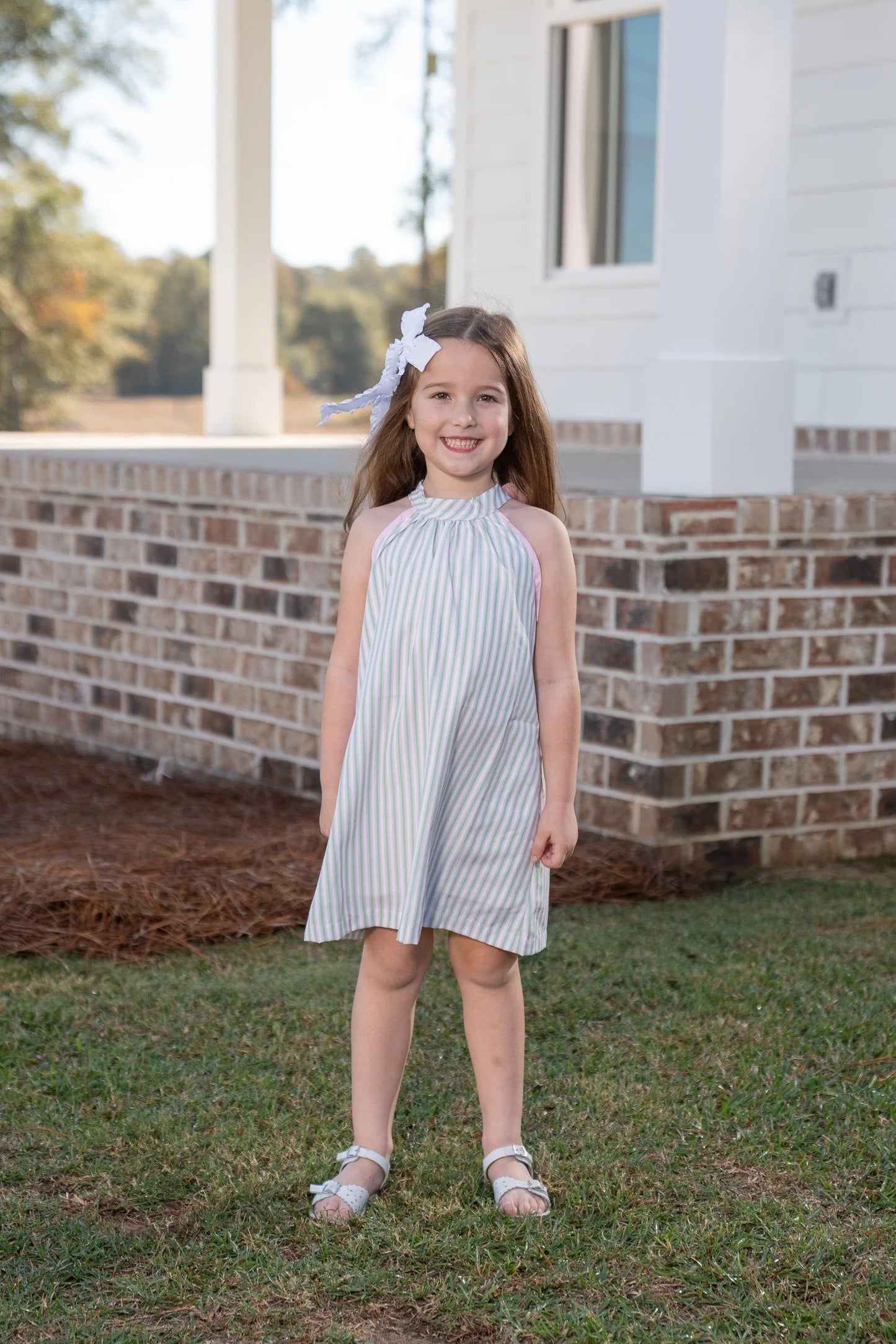 The Oaks Apparel Jewel Pink & Green Stripe Dress