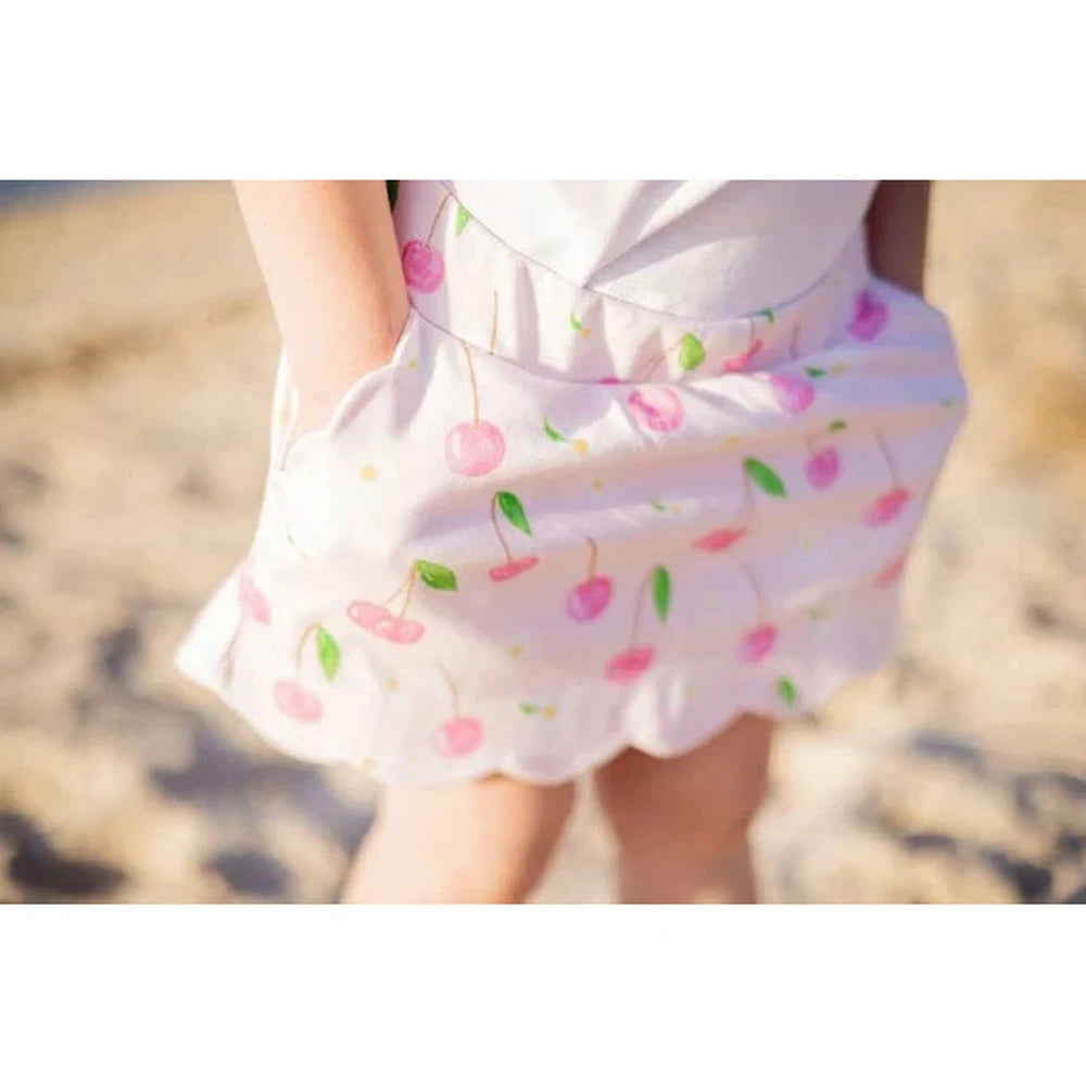 The Proper Peony Cherry Blooms Girl Scallop Skort
