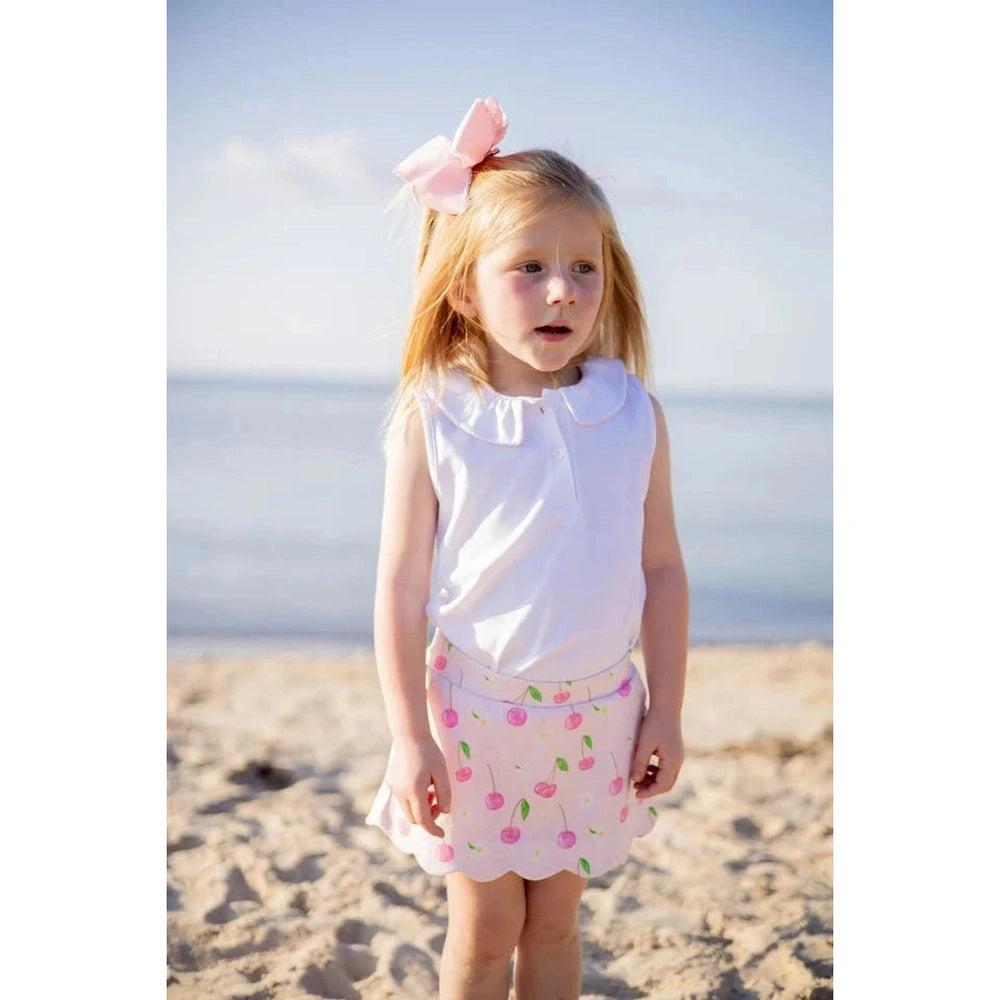 The Proper Peony Cherry Blooms Girl Scallop Skort