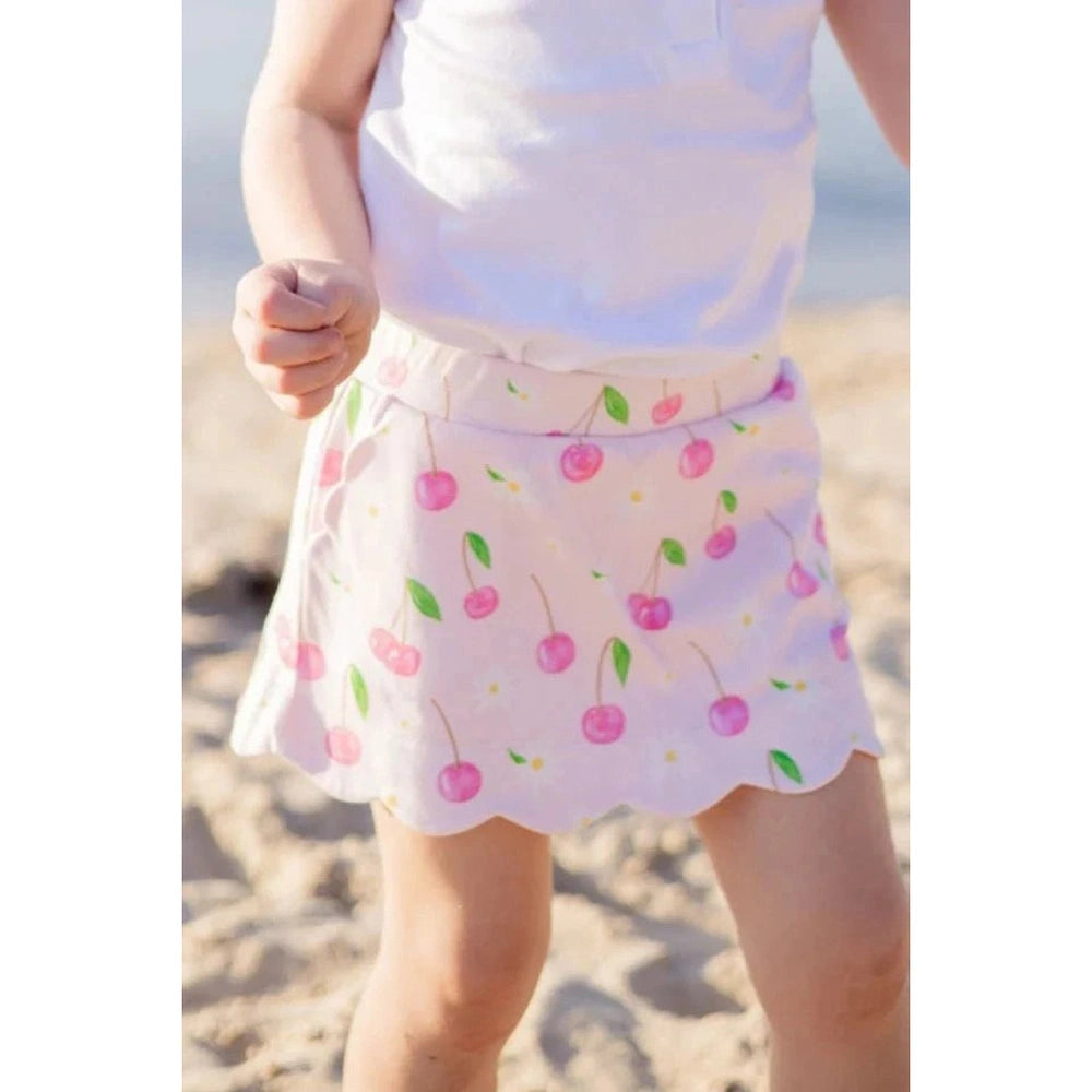 The Proper Peony Cherry Blooms Girl Scallop Skort