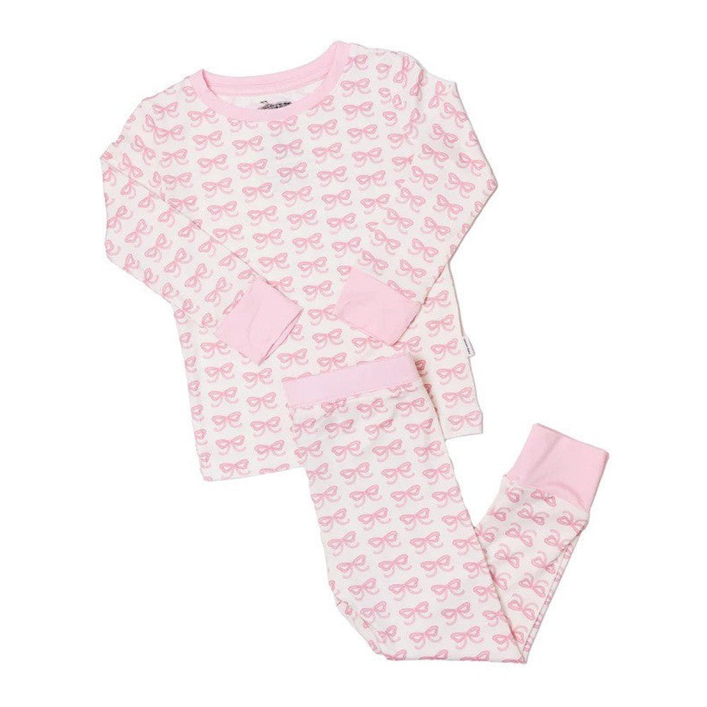 The Uptown Baby Pink Bows Long Sleeve Pajama babysupermarket
