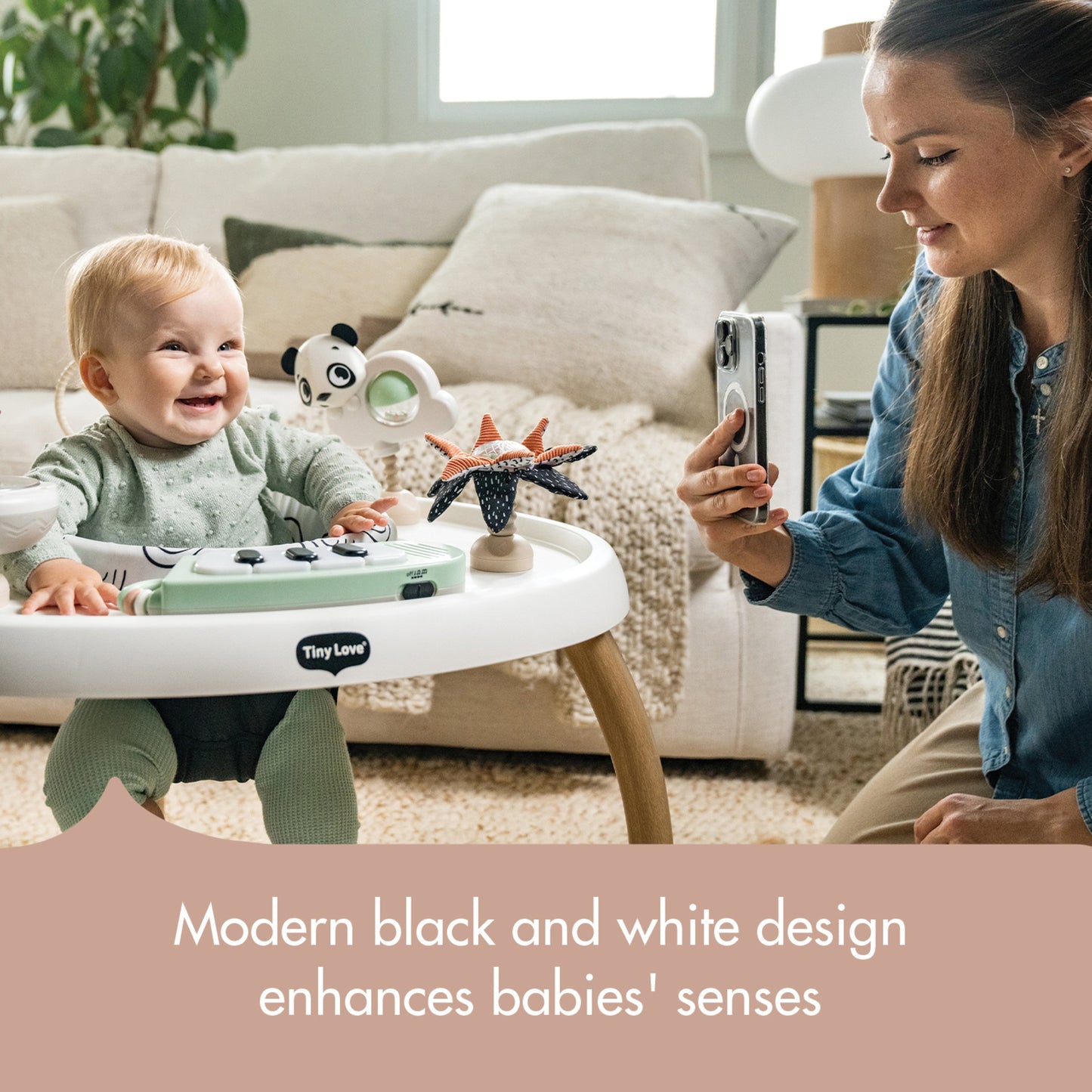 Tiny Love Toys Tiny Love 5-in-1 Here I Grow Stationary Activity Center | Black & White Décor Collection