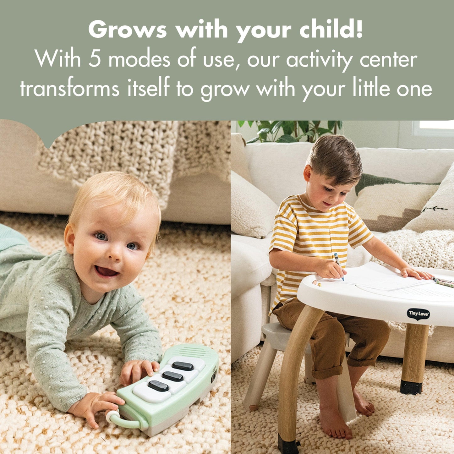 Tiny Love Toys Tiny Love 5-in-1 Here I Grow Stationary Activity Center | Black & White Décor Collection
