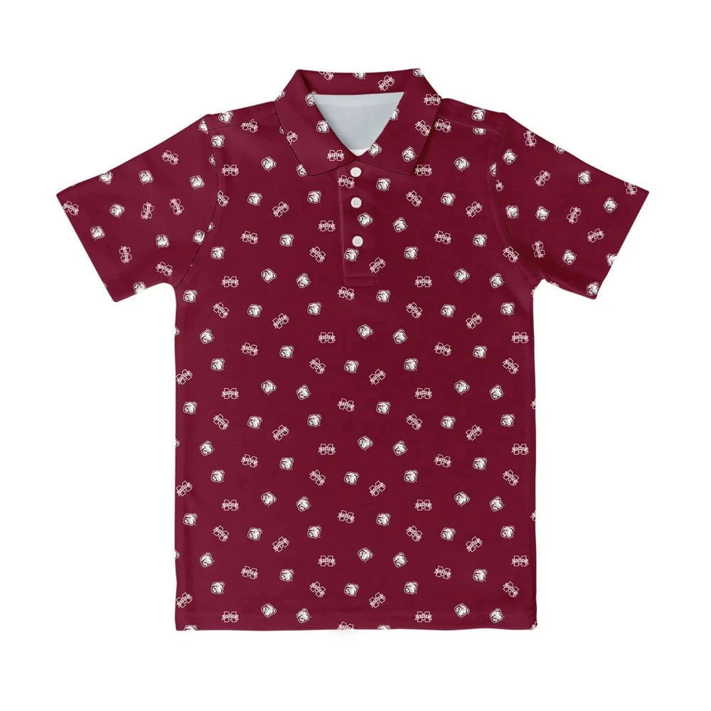 Vive La Fete Maroon / 2 Toddler Vive La Fete Boys Mississippi State Bulldogs Repeat Logo Polo Shirt