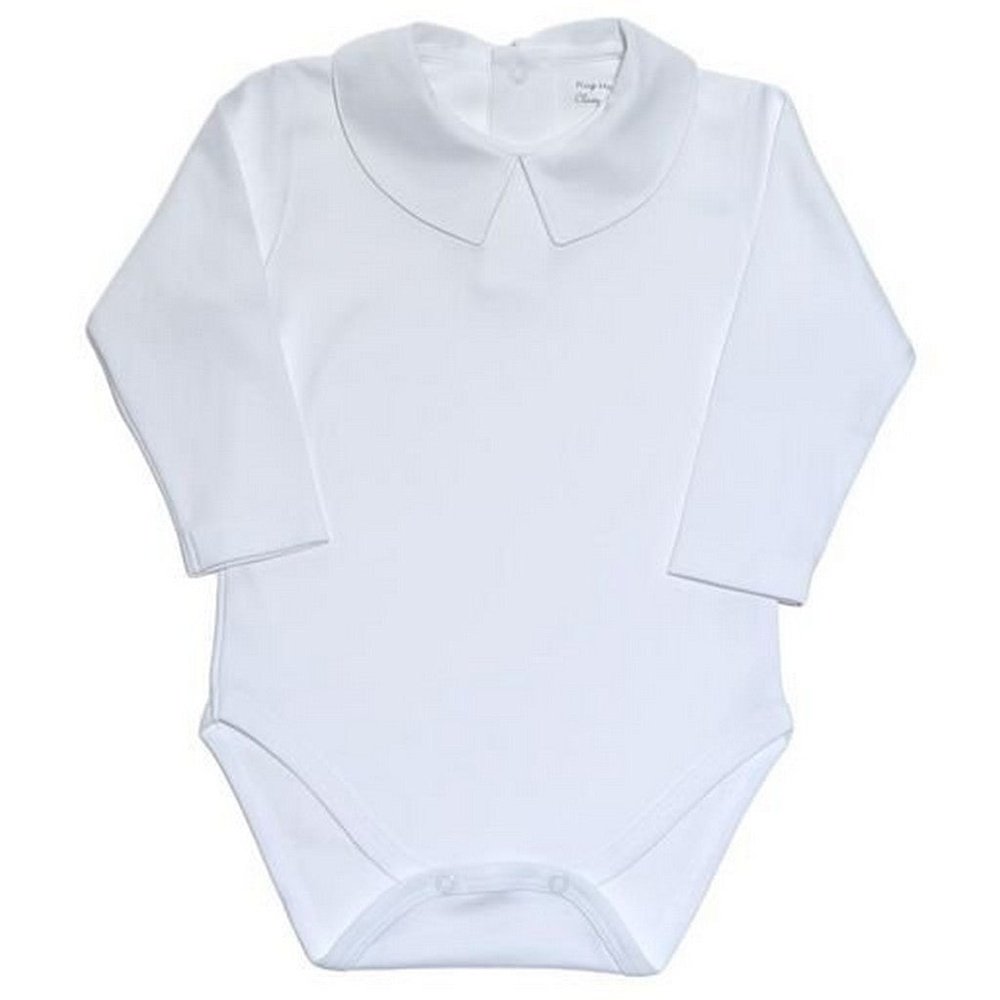 Baby Loren White Peter Pan Collar Long Sleeve Bodysuit