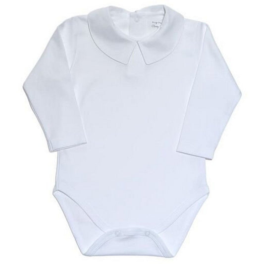 Baby Loren White Peter Pan Collar Long Sleeve Bodysuit