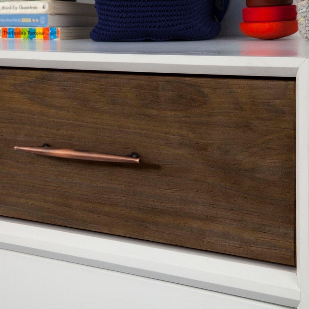 Babyletto Eero 4-Drawer Dresser in White/Natural Walnut
