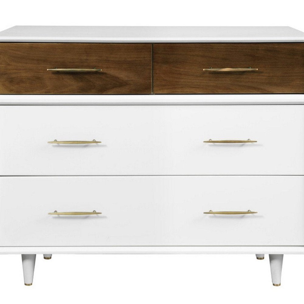 Babyletto Eero 4-Drawer Dresser in White/Natural Walnut