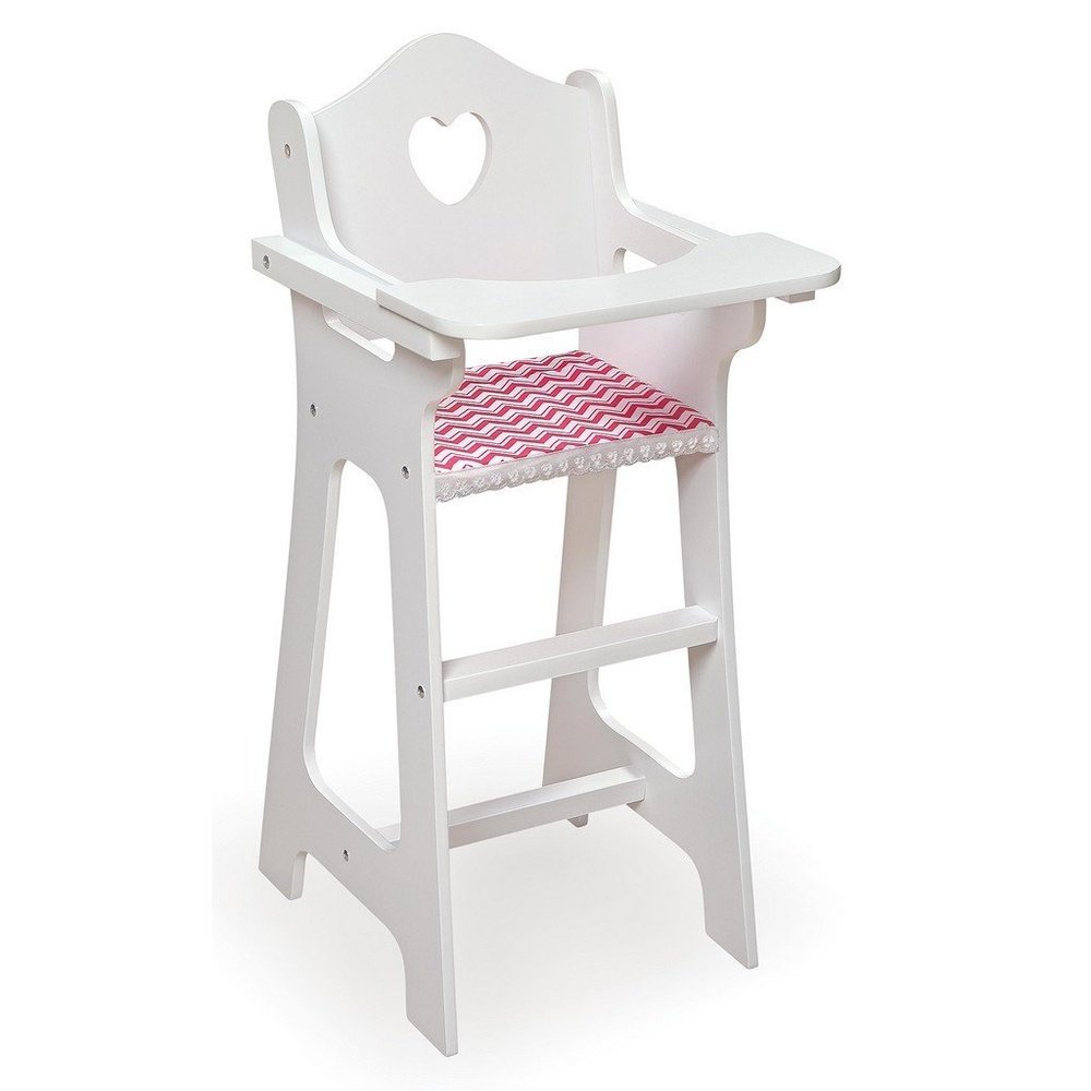 Badger Basket Doll High Chair with Plate Bib Spoon - Chevron Print