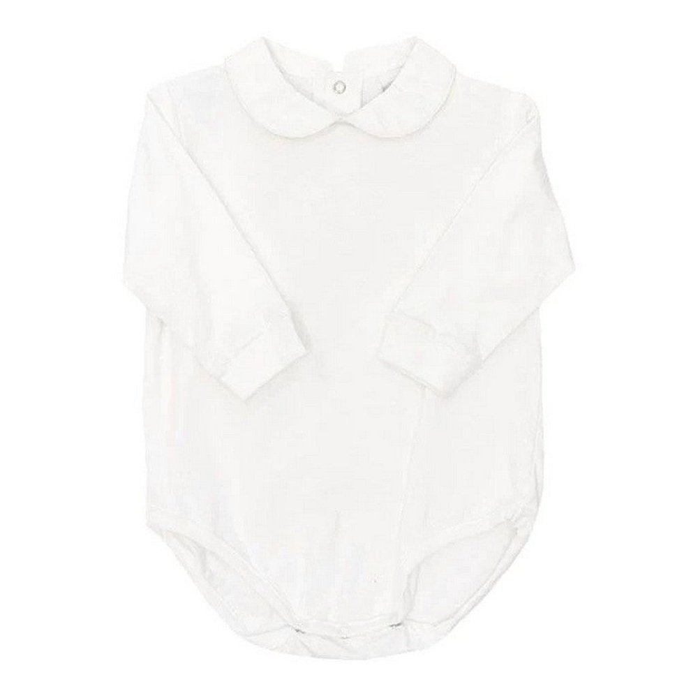 Bailey Boys White Knit-Boys Long Sleeve Button Back Onesie
