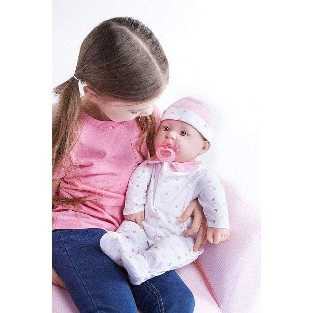 Berenguer Boutique La Baby Soft Baby Doll in Pink Outfit with Pacifier