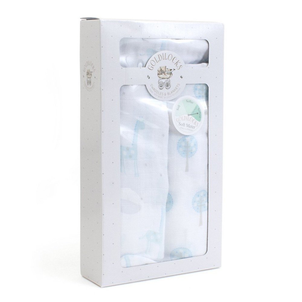 Child To CherishChild to Cherish Bamboo Muslin Swaddle Blanket Giraffes & Trees BlueBabysupermarket