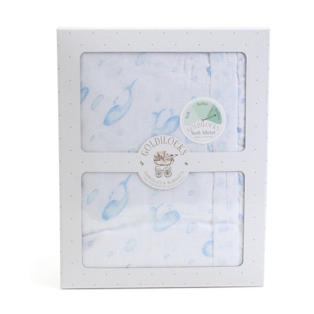 Child to Cherish Goldilocks Blanket Bubble and Whales Blue