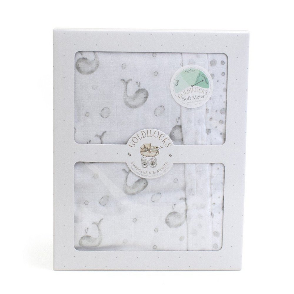 Child to Cherish Goldilocks Blanket Bubble and Whales Gray