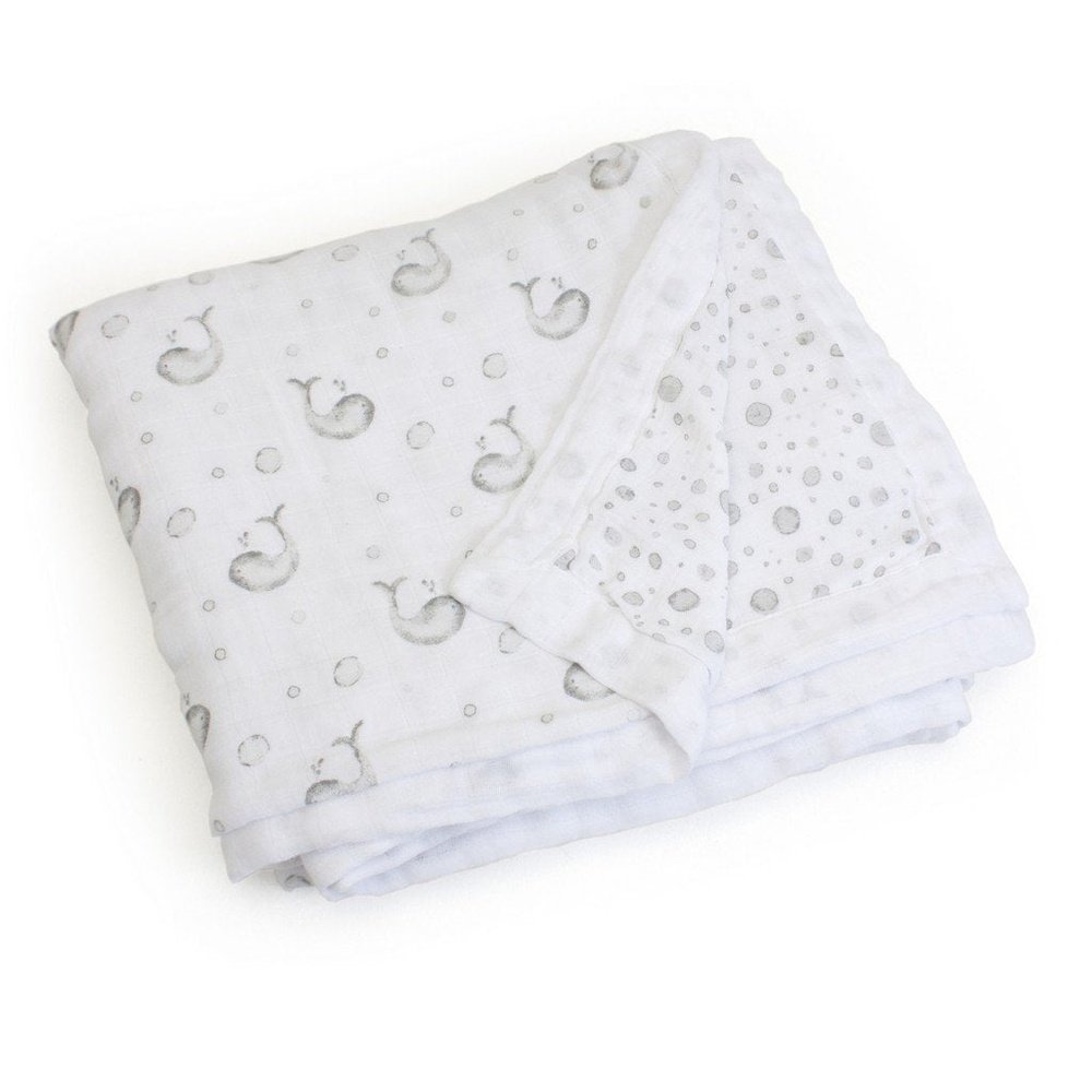 Child to Cherish Goldilocks Blanket Bubble and Whales Gray