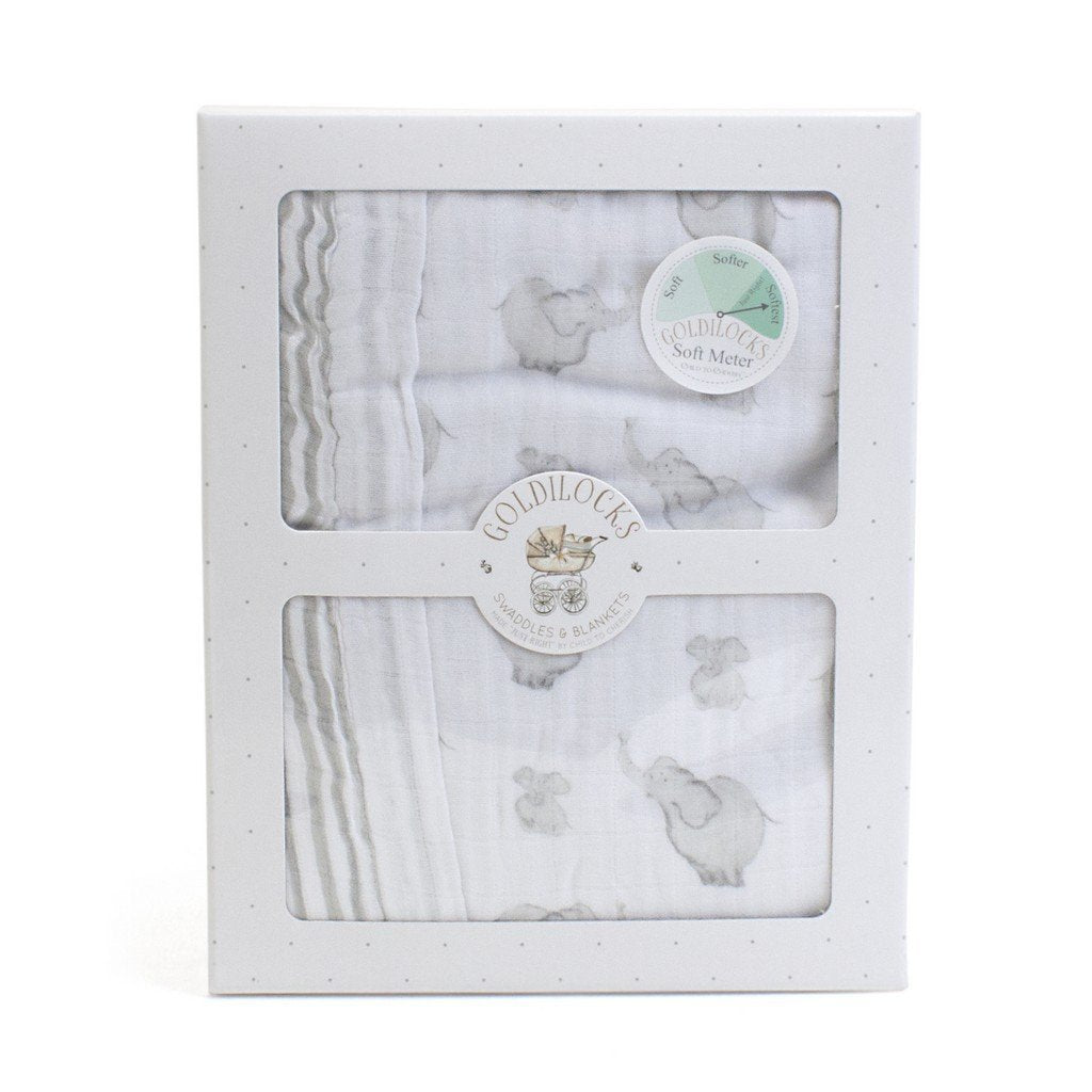Child to Cherish Goldilocks Blanket Elephant and Bubbles Gray