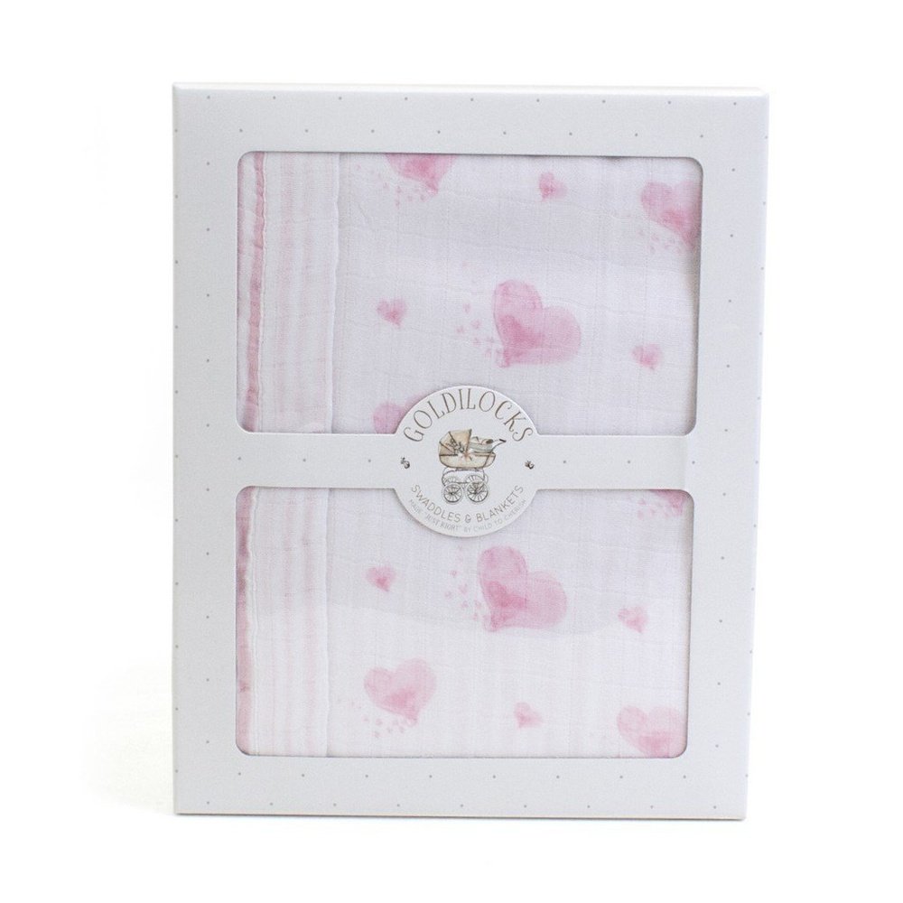 Child to Cherish Goldilocks Blanket Hearts and Stripes Pink