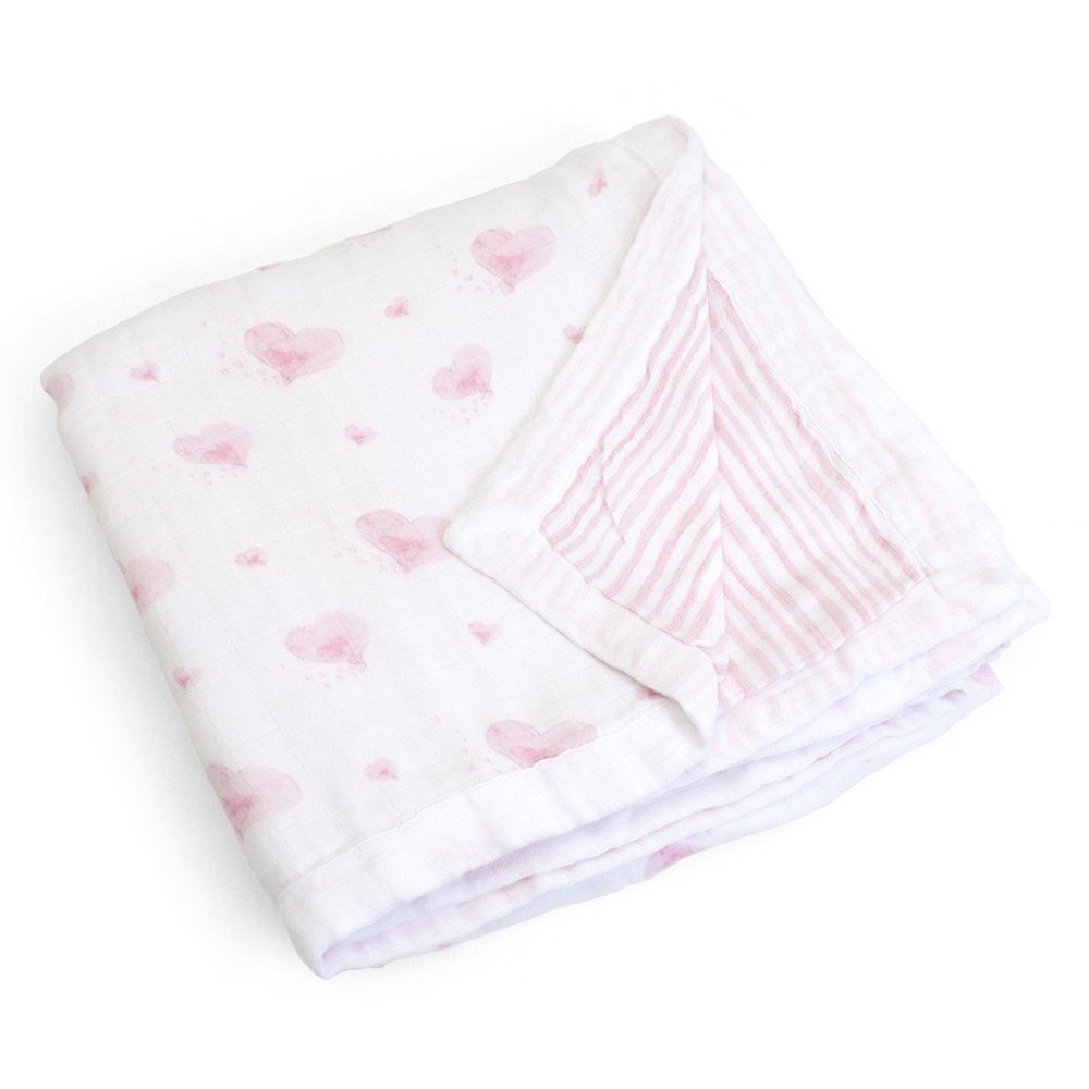 Child to Cherish Goldilocks Blanket Hearts and Stripes Pink