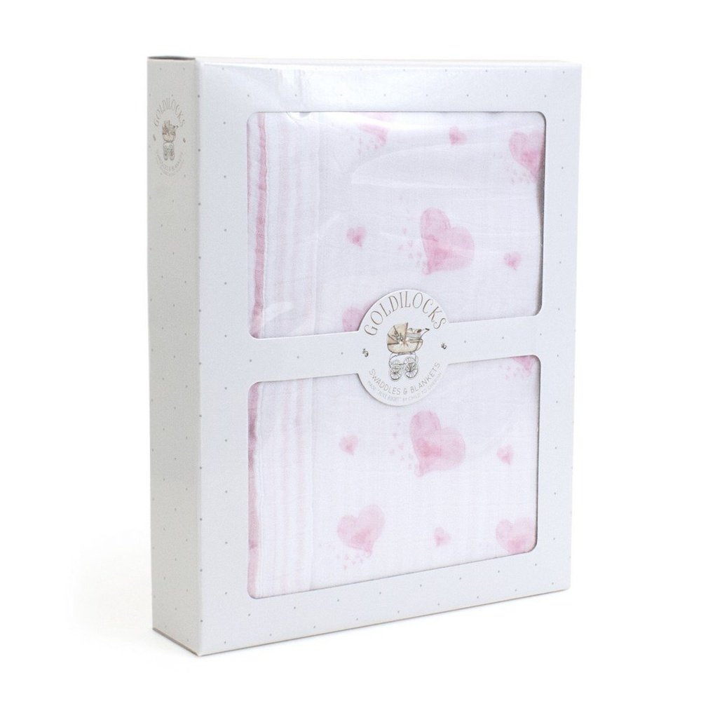 Child to Cherish Goldilocks Blanket Hearts and Stripes Pink