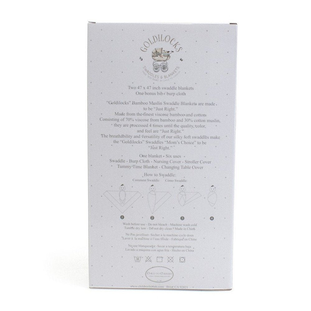 Child to Cherish Goldilocks Swaddle Blanket Swans & Hearts Gray