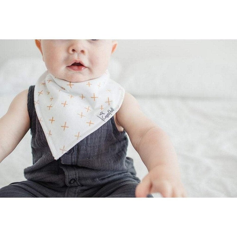 Copper Pearl Chip Gold X's Bandana Bib