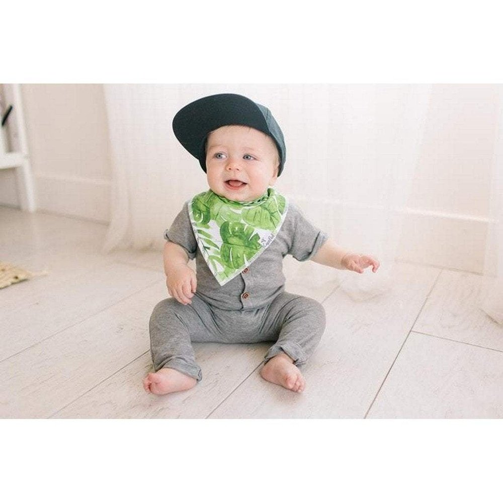 Copper Pearl Noah Green Leaves Bandana Bib