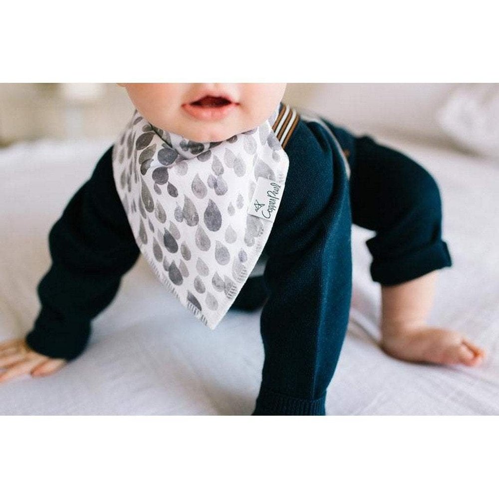 Copper Pearl Noah Grey Raindrop Bandana Bib