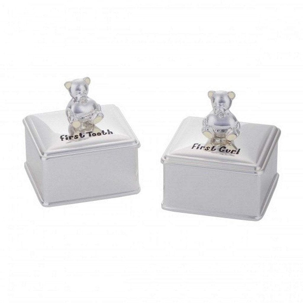 C R GibsonCR Gibson Silver Bear Tooth and Curl Baby Keepsake SetBabysupermarket