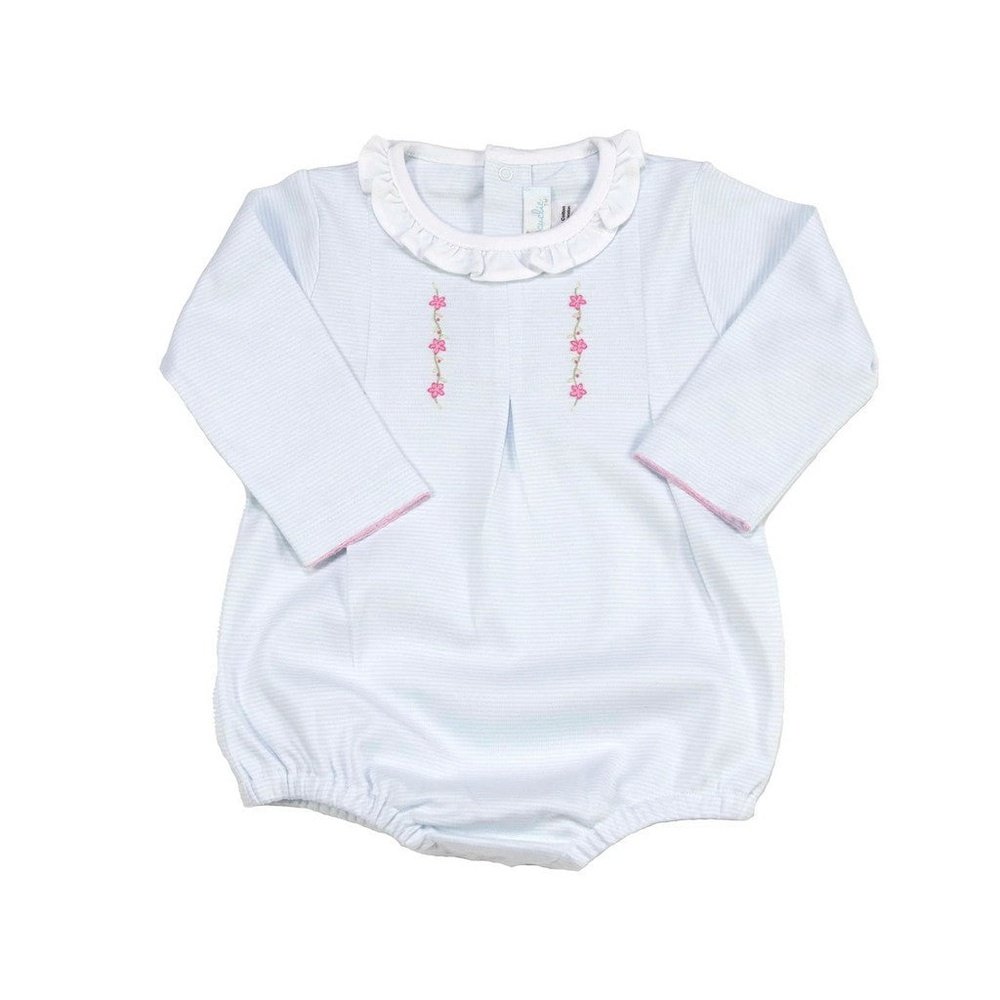 Cuclie Infant Girls Embroidered Striped Bubble