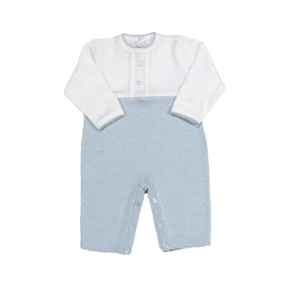 Cuclie Jersey Knit Long One Piece, White with Light Blue