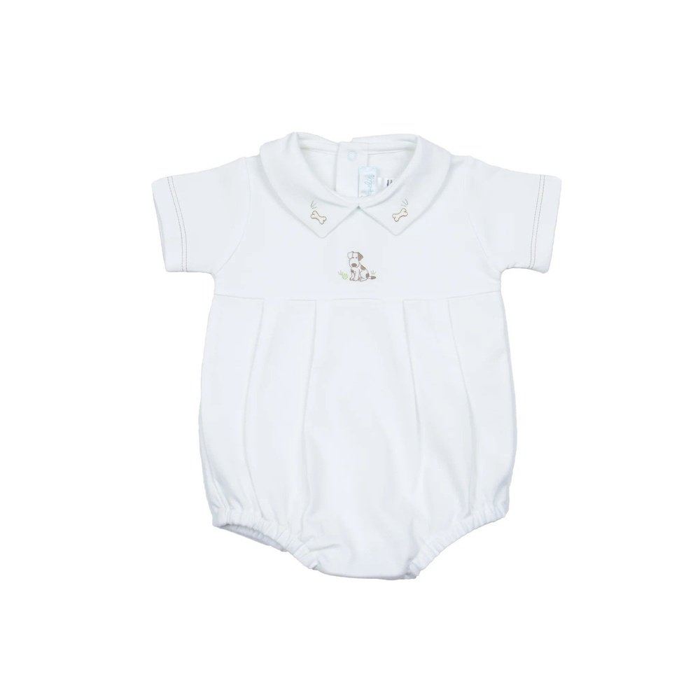Cuclie Apparel 3 Mo / White Cuclie Puppy Bubble Romper