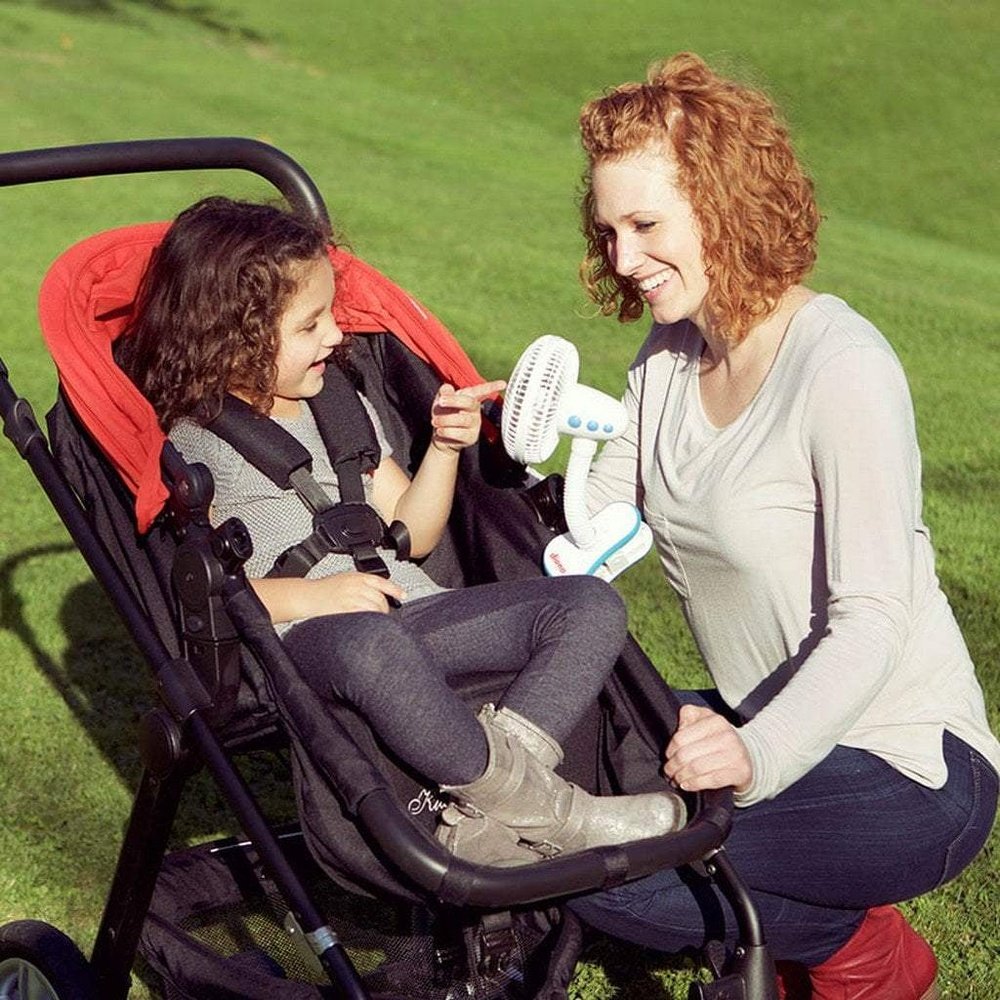 Diono Clamp Stroller Fan White with Blue Accents