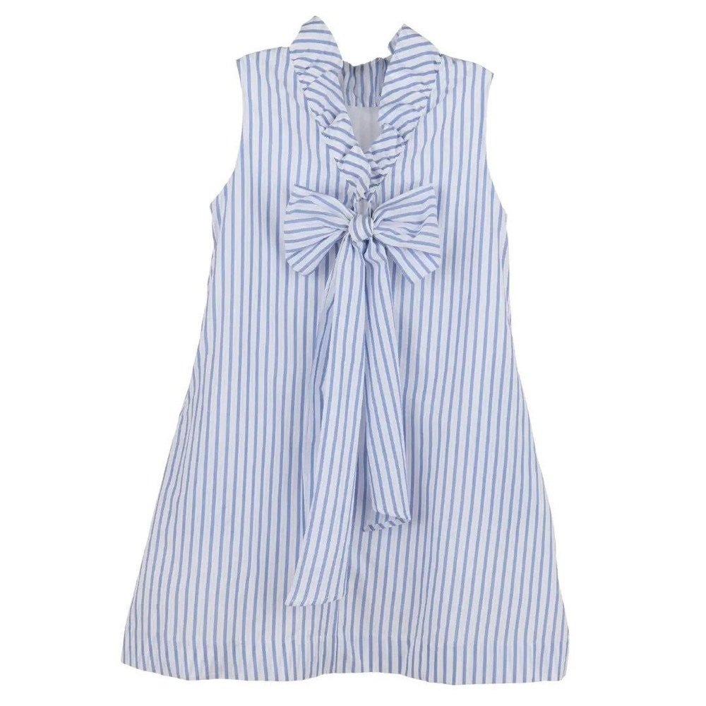 Gabby Apparel Gabby Girls Blair Blue Stripe Bow Dress