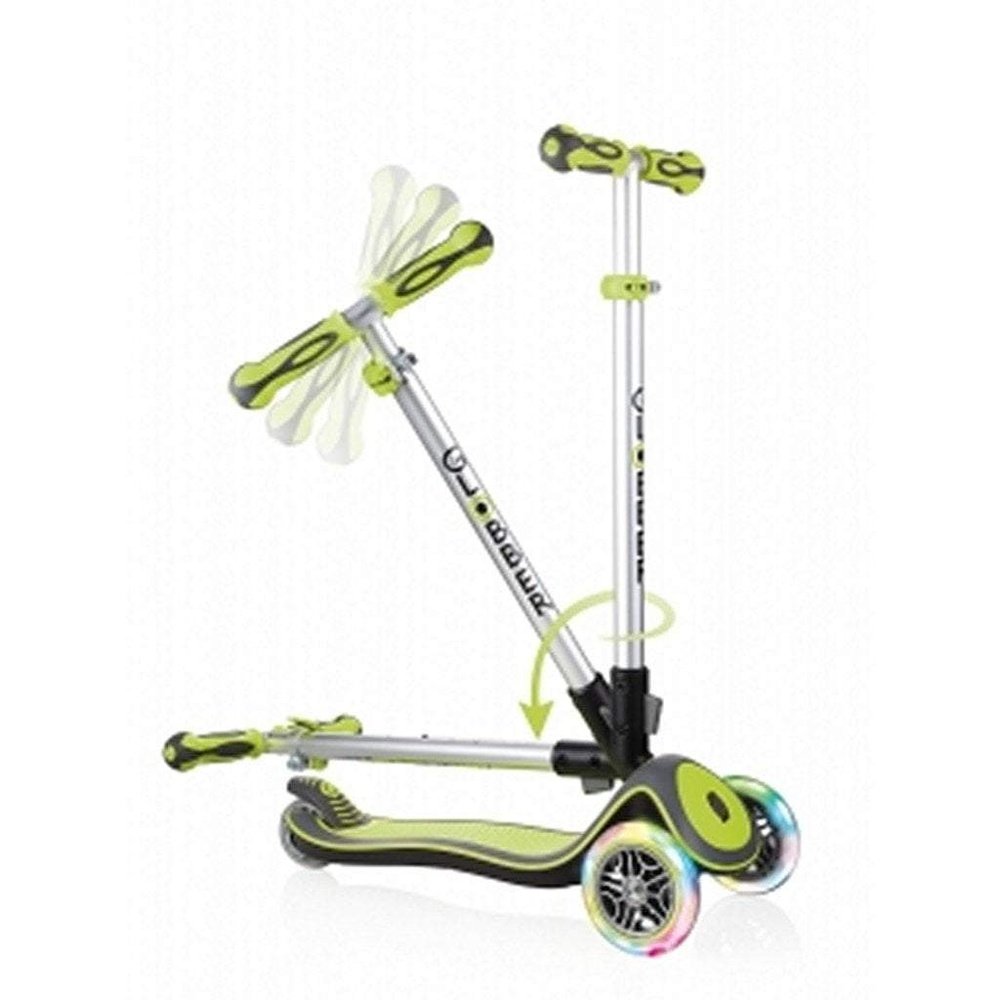 Globber Elite Deluxe Lights Scooter Lime Green