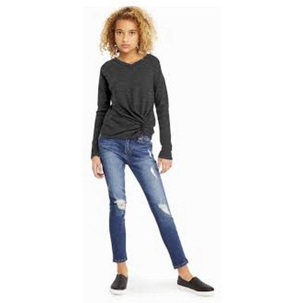 Habitual Girl Ellison Knot Waffle Knit Shirt