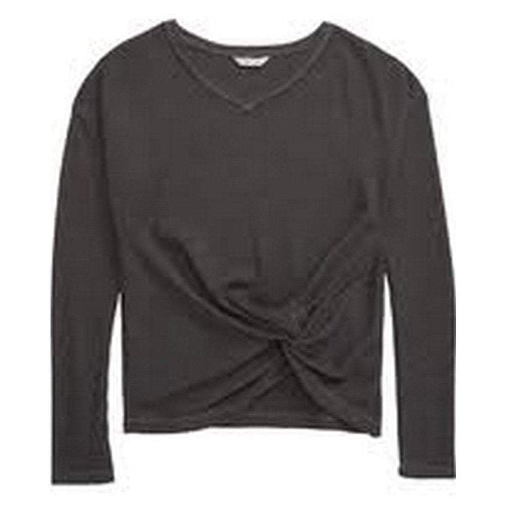 Habitual Girl Ellison Knot Waffle Knit Shirt